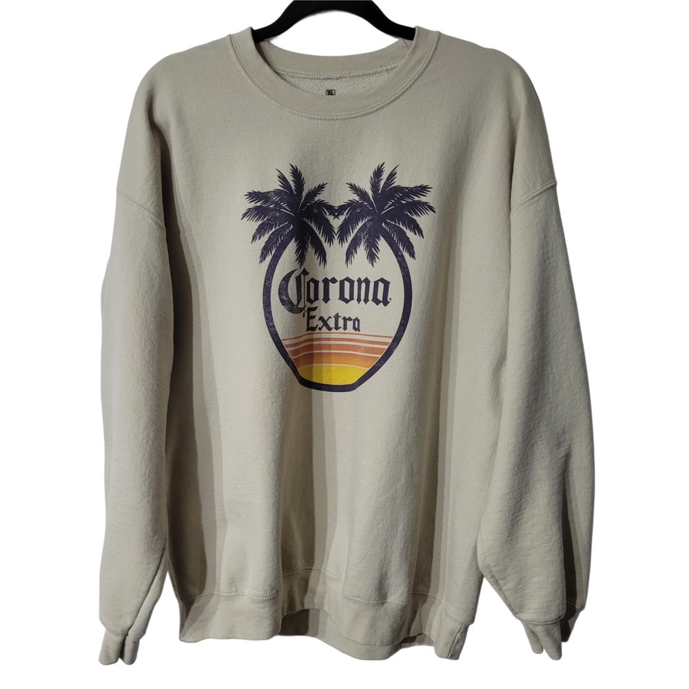 Corona Cream Crewneck Sweater with Relaxed Beach Aesthetic Size XL